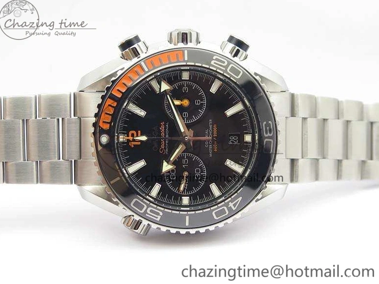 0424 FastDry Planet Ocean Master Chrono SS OM 1:1 Best Edition Black Dial On SS Bracelet A9900 V 8112